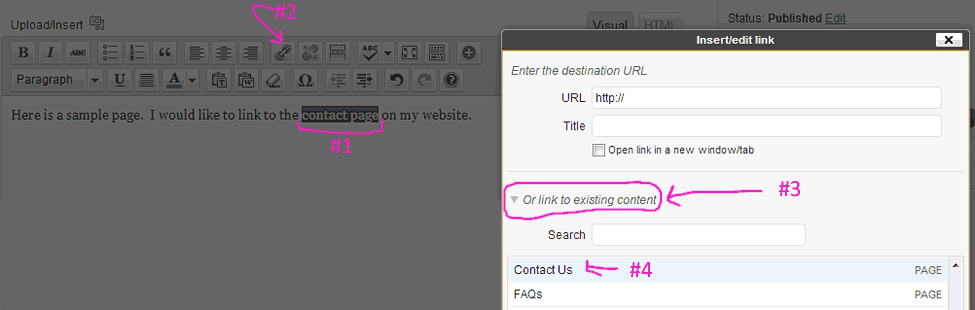 HOW TO CREATE A LINK TO ONE OF YOUR WEBSITE PAGES